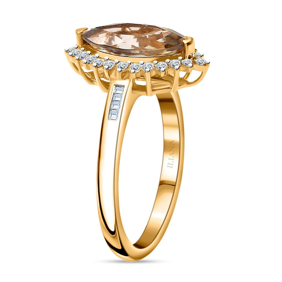Doorbuster ILIANA 18K Yellow Gold AAA Turkizite and G-H SI Diamond Halo Ring 3.90 Grams 2.25 ctw image number 3