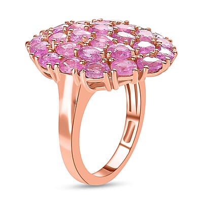 Fissure Filled Pink Sapphire 5.58 ctw Ring in 18K Vermeil Rose Gold Over Sterling Silver (Size 11.5)