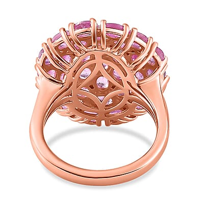 Fissure Filled Pink Sapphire 5.58 ctw Ring in 18K Vermeil Rose Gold Over Sterling Silver (Size 11.5)