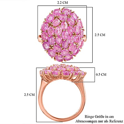Fissure Filled Pink Sapphire 5.58 ctw Ring in 18K Vermeil Rose Gold Over Sterling Silver (Size 11.5)