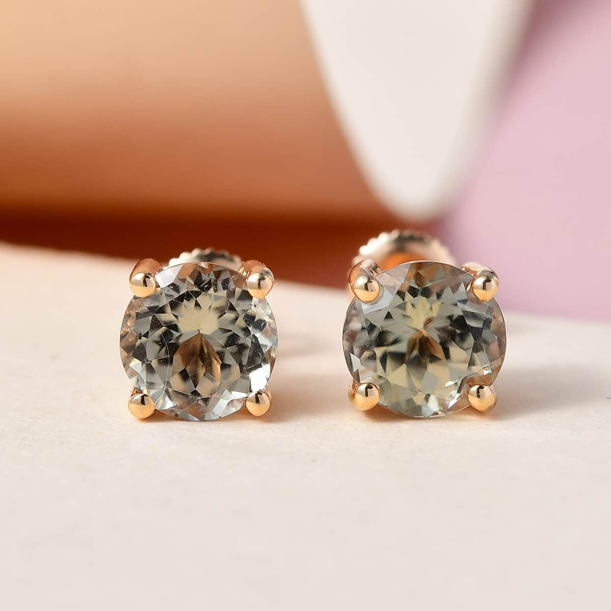 ILIANA 18K Yellow Gold AAA Turkizite Solitaire Stud Earrings 2.00 ctw image number 1