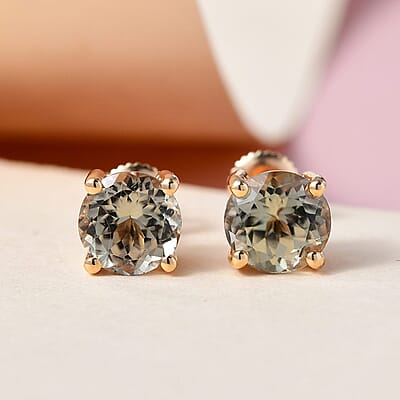 Iliana AAA Turkizite Earrings in 18K Yellow Gold, Gold Solitaire Studs, Gold Jewelry Gifts 2.00 ctw