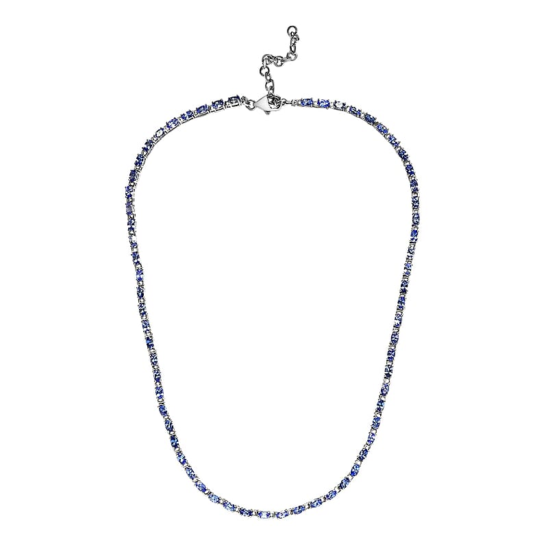 Tanzanite 13.85 ctw Link Necklace 18-20 Inches in Platinum Over Sterling Silver