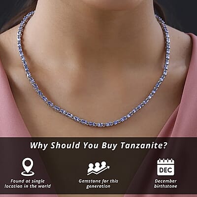 Tanzanite 13.85 ctw Link Necklace 18-20 Inches in Platinum Over Sterling Silver