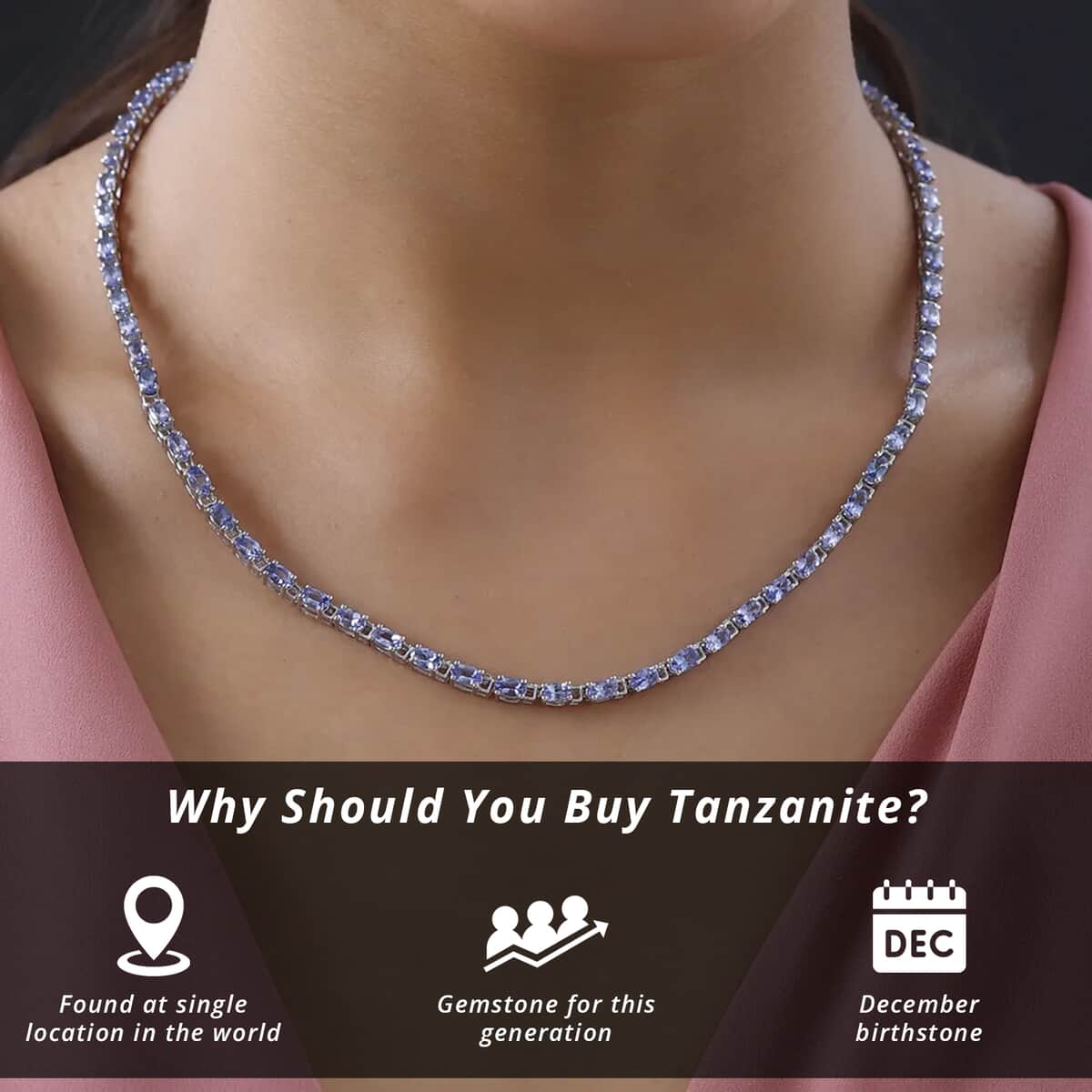 Tanzanite Link Necklace 18-20 Inches in Platinum Over Sterling Silver 13.85 ctw image number 2