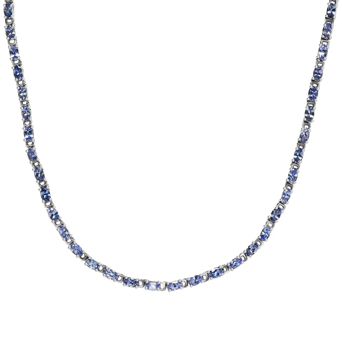 Tanzanite Link Necklace 18-20 Inches in Platinum Over Sterling Silver 13.85 ctw image number 4