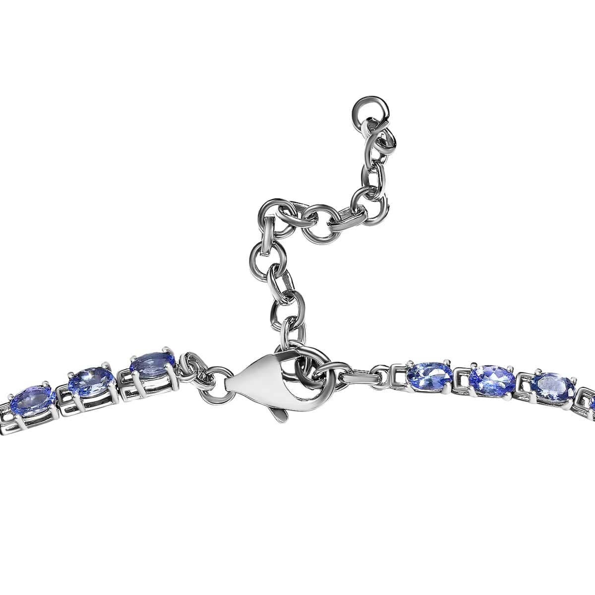 Tanzanite Link Necklace 18-20 Inches in Platinum Over Sterling Silver 13.85 ctw image number 5