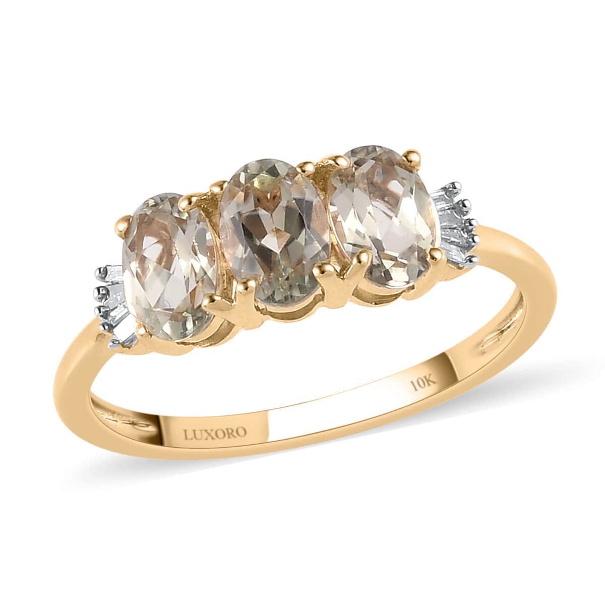 Doorbuster LUXORO 10K Yellow Gold AAA Turkizite and G-H I3 Diamond Trilogy Ring (Size 7.0) 1.50 ctw image number 0