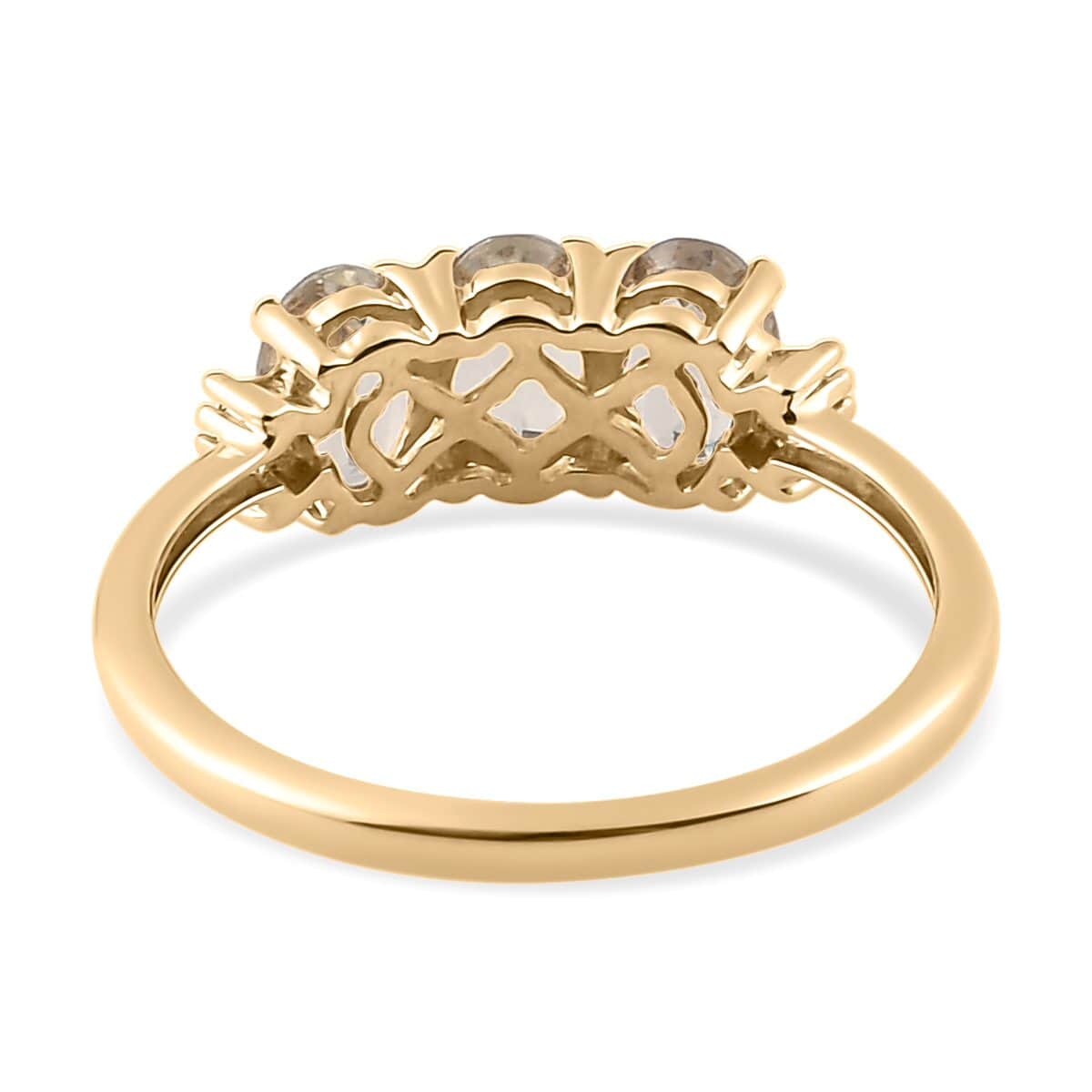 Doorbuster LUXORO 10K Yellow Gold AAA Turkizite and G-H I3 Diamond Trilogy Ring (Size 7.0) 1.50 ctw image number 4