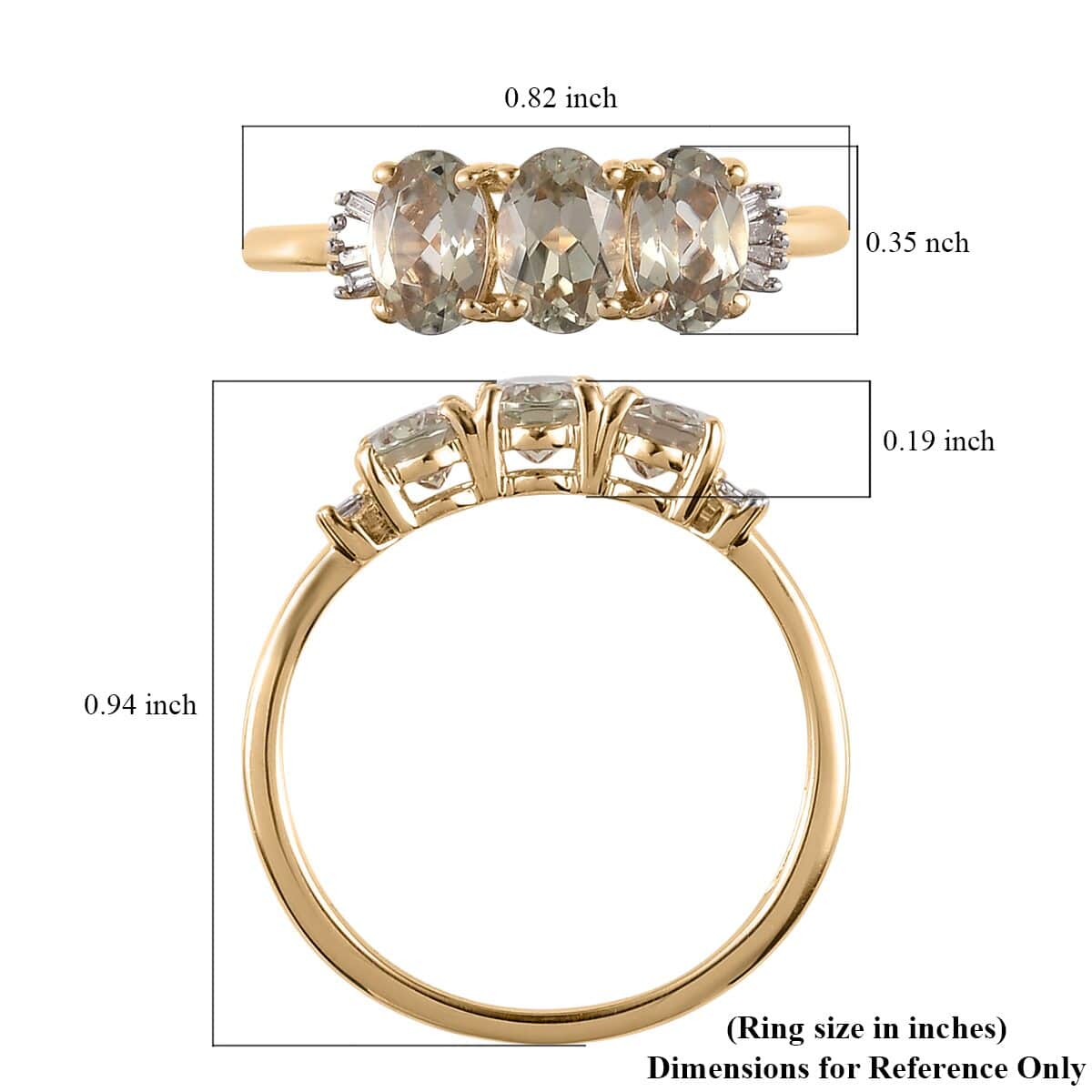 Doorbuster LUXORO 10K Yellow Gold AAA Turkizite and G-H I3 Diamond Trilogy Ring (Size 7.0) 1.50 ctw image number 5
