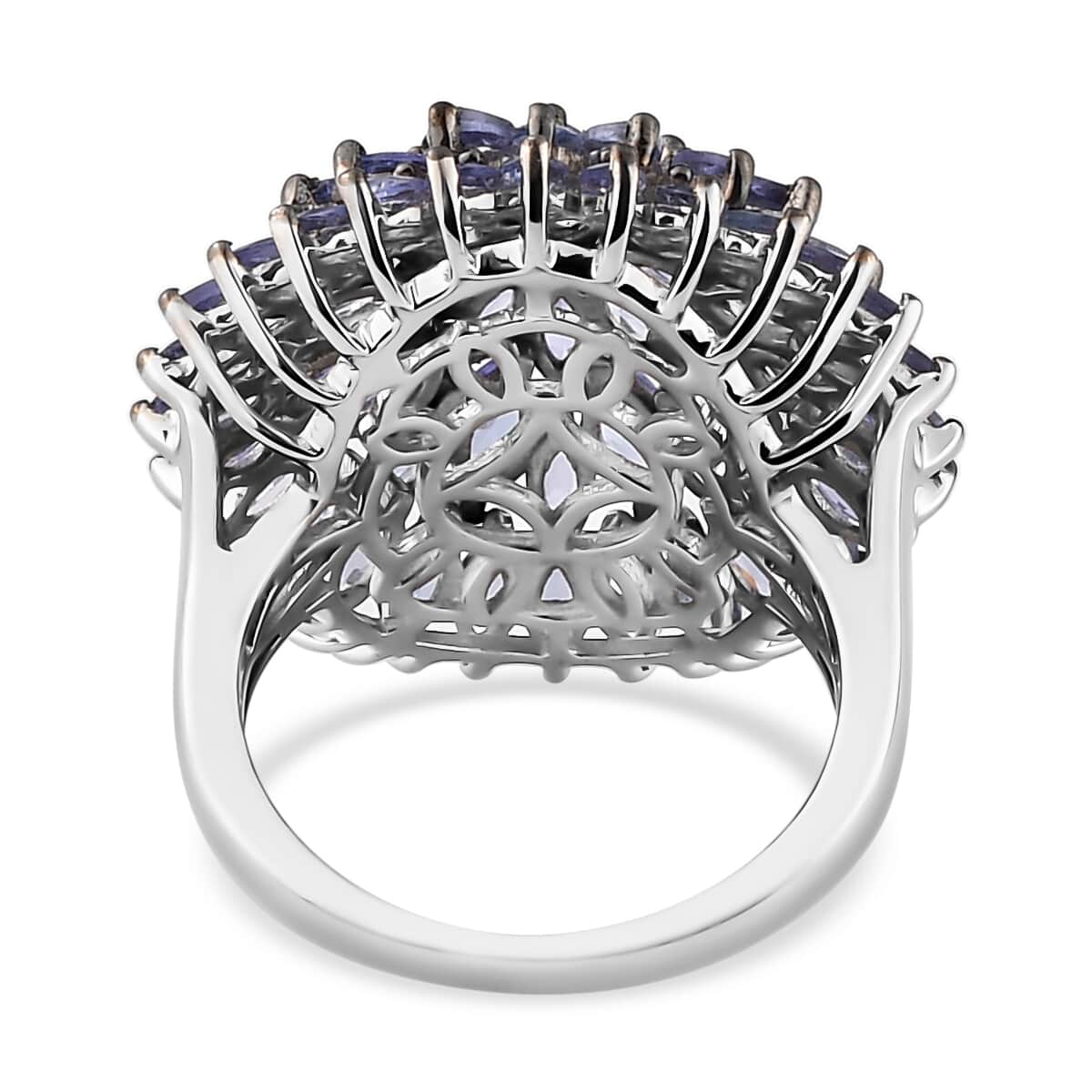 DOORBUSTER Tanzanite Floral Spray Ring in Platinum Over Sterling Silver (Size 10.0) 5.50 ctw image number 4