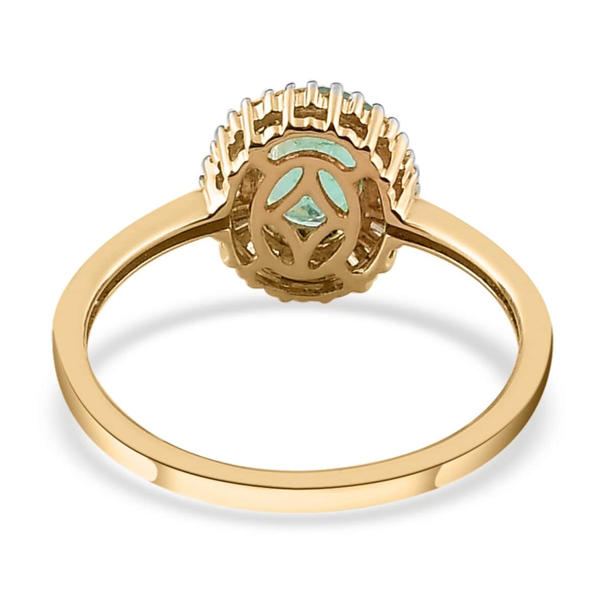 Doorbuster LUXORO 10K Yellow Gold AA Premium Boyaca Colombian Emerald, Diamond (G-H, I3) Halo Ring (Size 7.0) 1.00 ctw image number 4