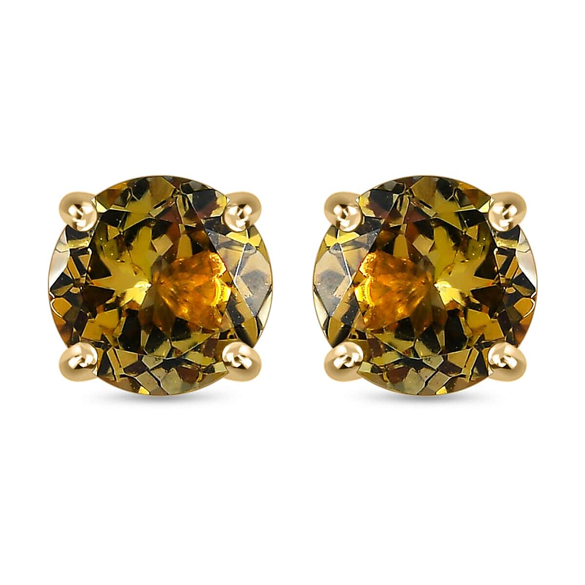 Luxoro Premium Golden Tanzanite 1.50 ctw Stud Earrings 10K Yellow Gold, Natural Tanzanite Solitaire Studs