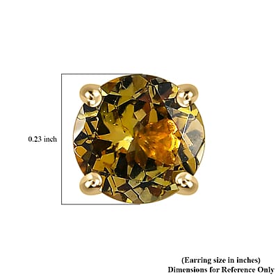 Luxoro Premium Golden Tanzanite 1.50 ctw Stud Earrings 10K Yellow Gold, Natural Tanzanite Solitaire Studs