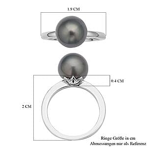 Tahitian Pearl 7.22 ctw Fancy Ring in Rhodium Over Sterling Silver (Size 5.5)