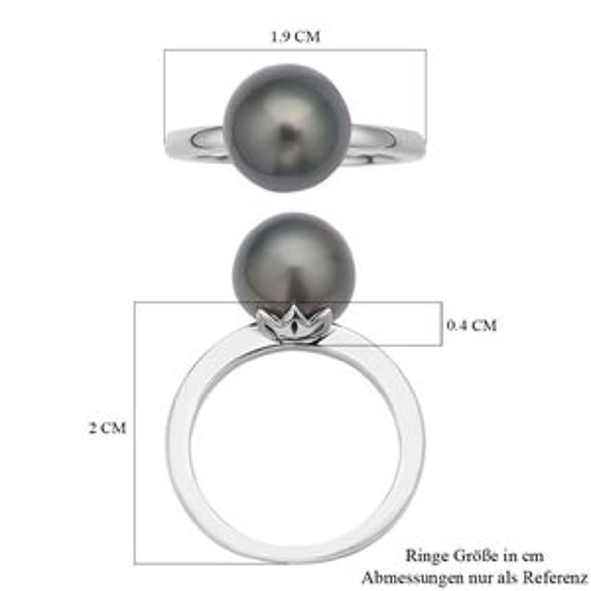 Tahitian Pearl 7.22 ctw Fancy Ring in Rhodium Over Sterling Silver (Size 5.5) image number 6