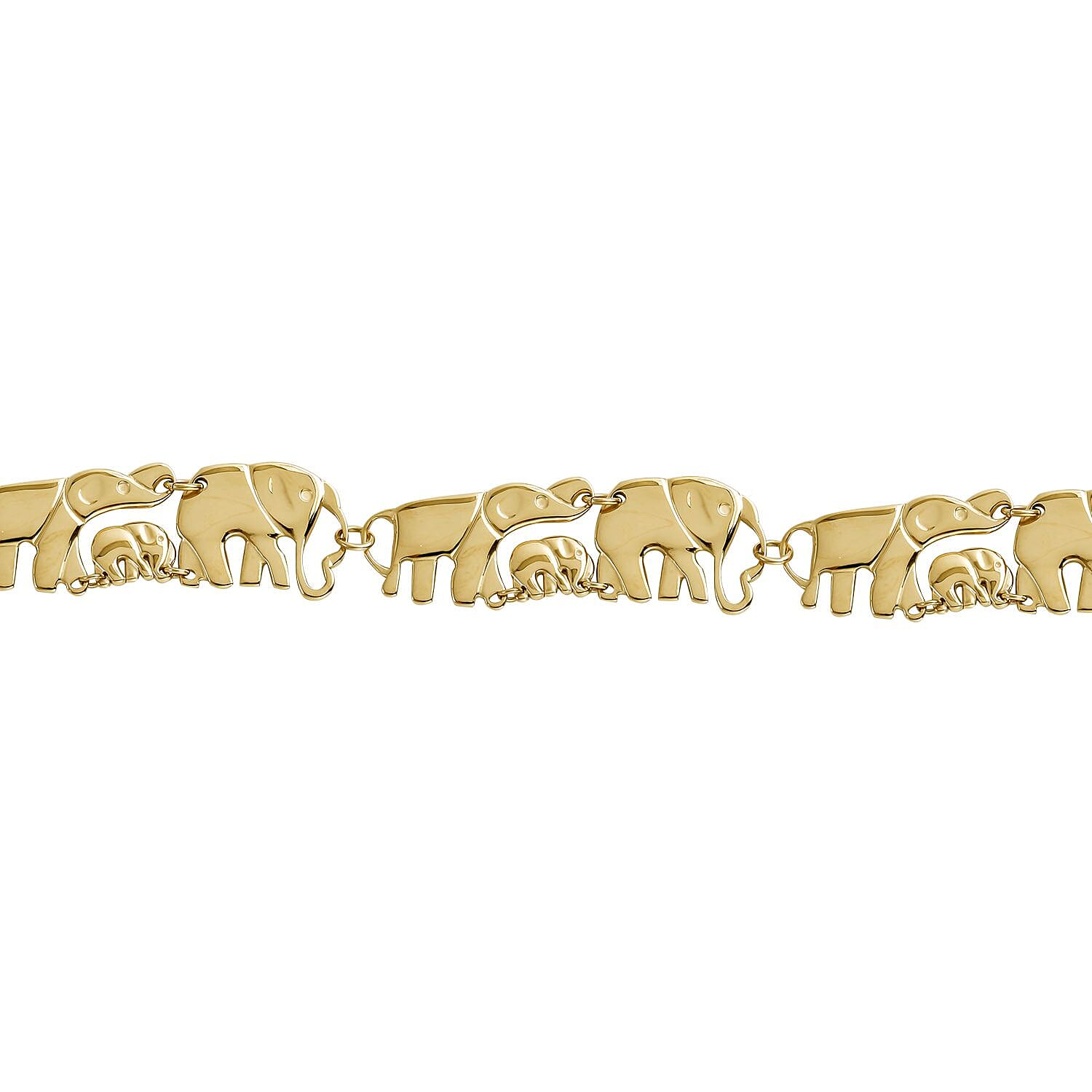 Elephant Family Necklace (18-20 Inches) in ION Plated YG Stainless Steel (51 g) | Tarnish-Free, Waterproof, Sweat Proof Jewelry