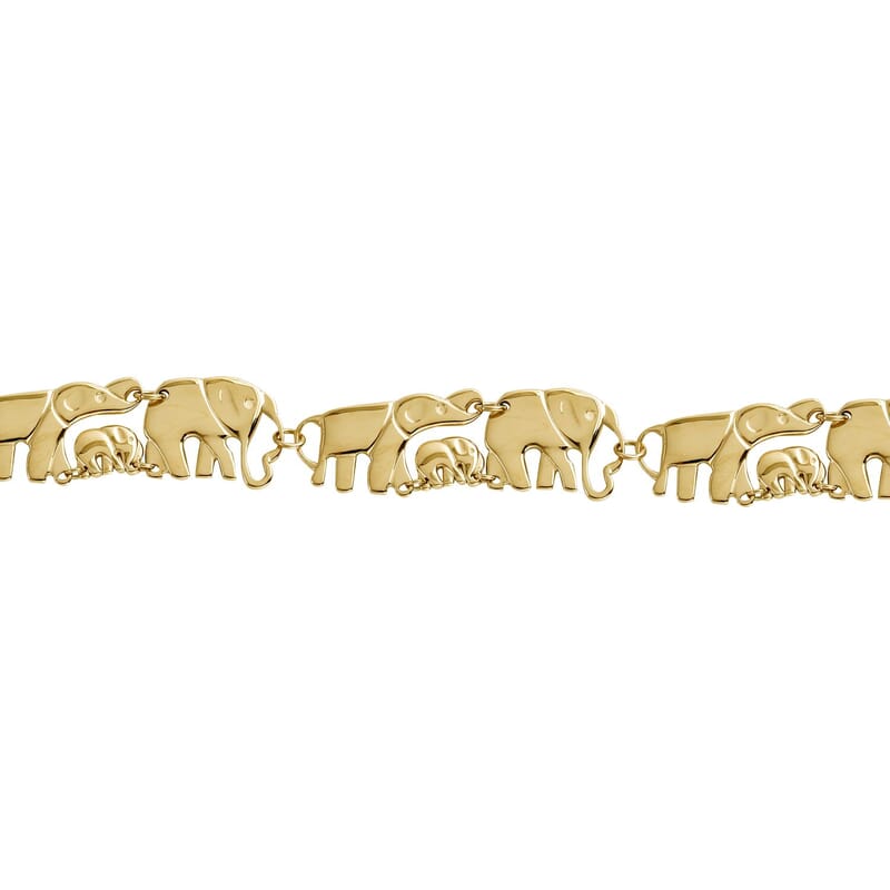 Elephant Family Necklace (18-20 Inches) in ION Plated YG Stainless Steel (51 g) | Tarnish-Free, Waterproof, Sweat Proof Jewelry
