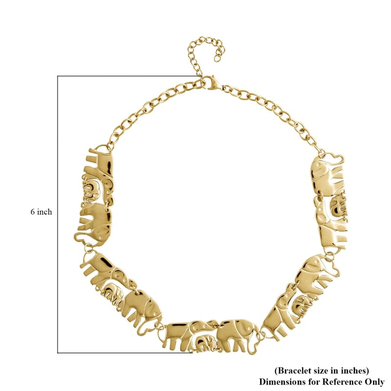 Elephant Family Necklace (18-20 Inches) in ION Plated YG Stainless Steel (51 g) | Tarnish-Free, Waterproof, Sweat Proof Jewelry