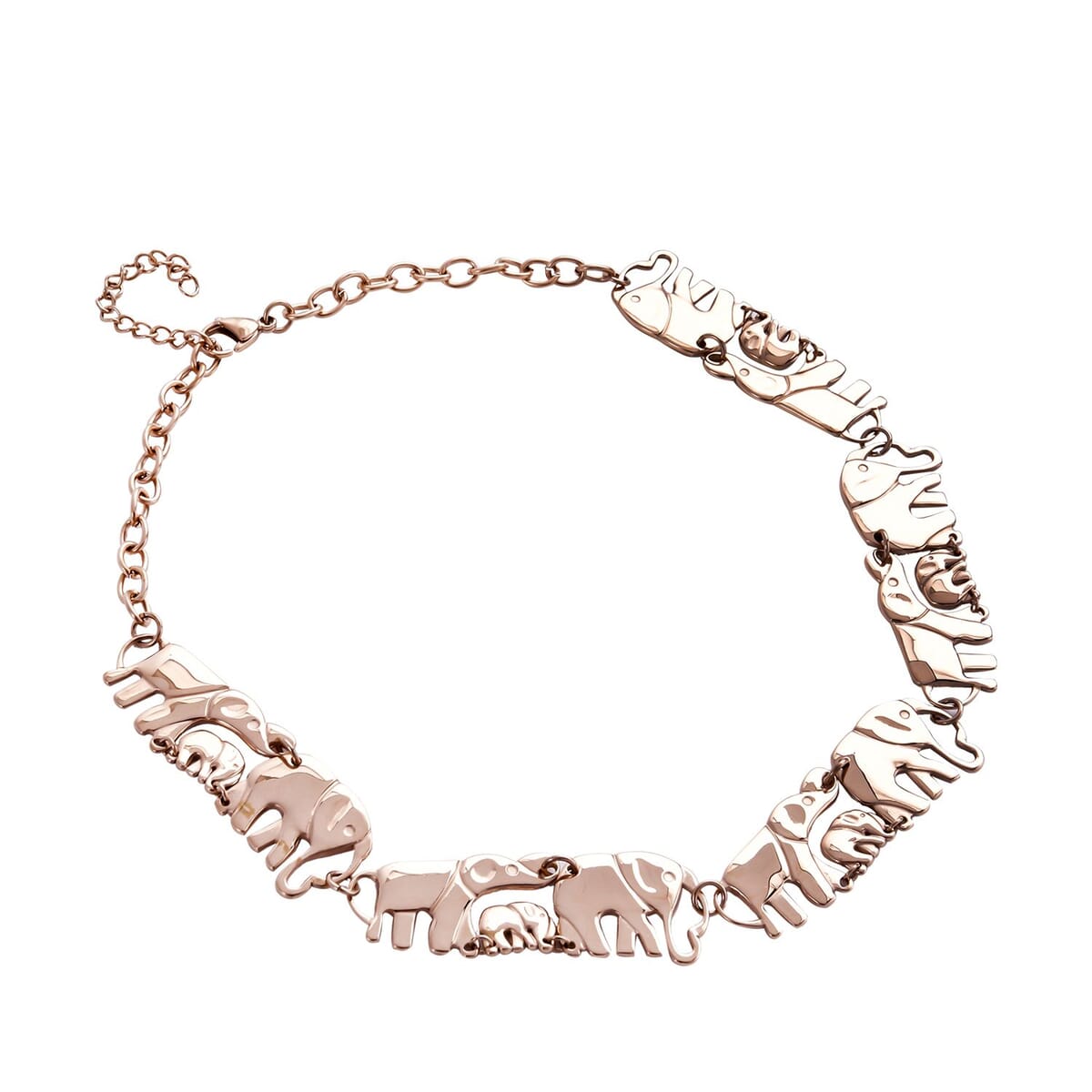 Elephant Family Necklace (18-20 Inches) in ION Plated RG Stainless Steel (51 g) , Tarnish-Free, Waterproof, Sweat Proof Jewelry image number 2