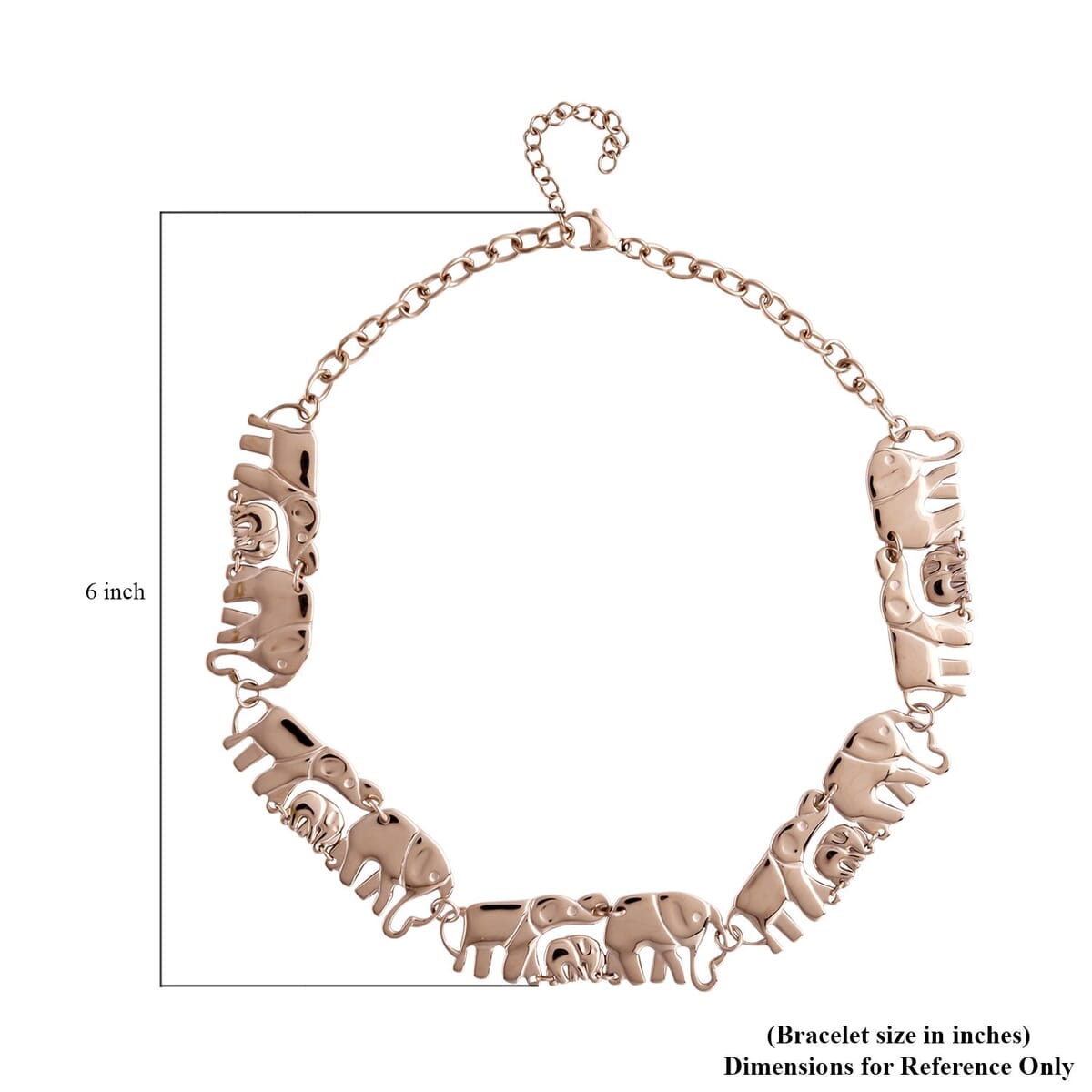 Elephant Family Necklace (18-20 Inches) in ION Plated RG Stainless Steel (51 g) , Tarnish-Free, Waterproof, Sweat Proof Jewelry image number 4