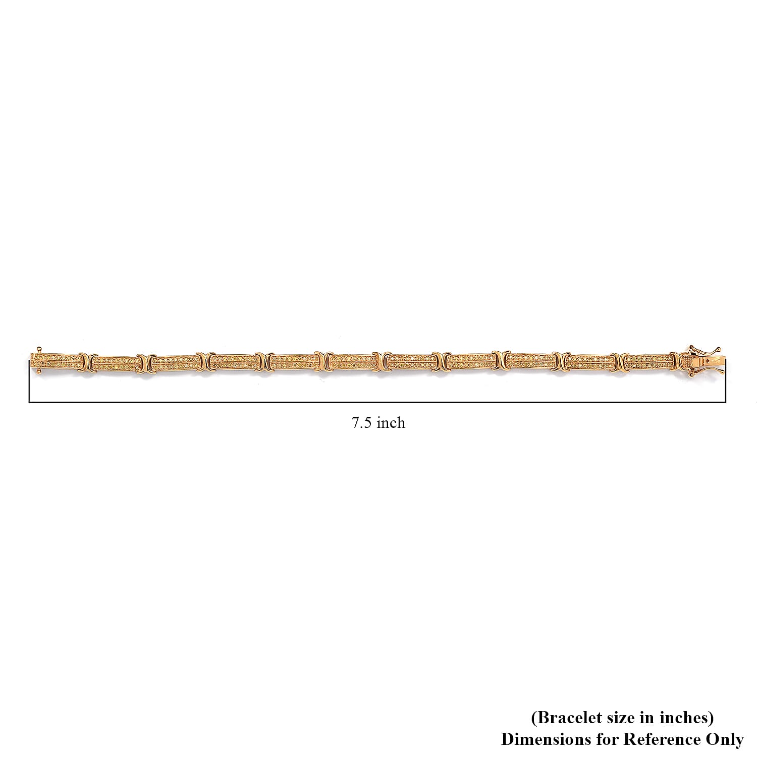 Natural Yellow Diamond I3 2 Row Bracelet in Vermeil Yellow Gold Over Sterling Silver (7.50 In) 1.00 ctw