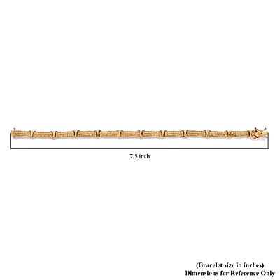 Natural Yellow Diamond I3 2 Row Bracelet in Vermeil Yellow Gold Over Sterling Silver (7.50 In) 1.00 ctw