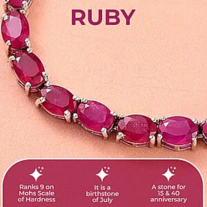 Niassa Ruby (FF) Tennis Necklace in Platinum Over Sterling Silver, Ruby Necklace, Line Necklace, Sterling Silver Necklace 18 Inches 63.00 ctw