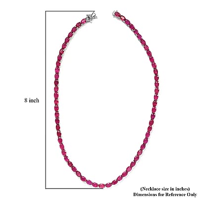 Niassa Ruby (FF) Tennis Necklace in Platinum Over Sterling Silver, Ruby Necklace, Line Necklace, Sterling Silver Necklace 18 Inches 63.00 ctw