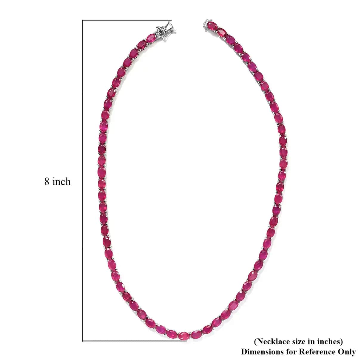 Niassa Ruby (FF) Tennis Necklace in Platinum Over Sterling Silver, Ruby Necklace, Line Necklace, Sterling Silver Necklace 18 Inches 63.00 ctw image number 6