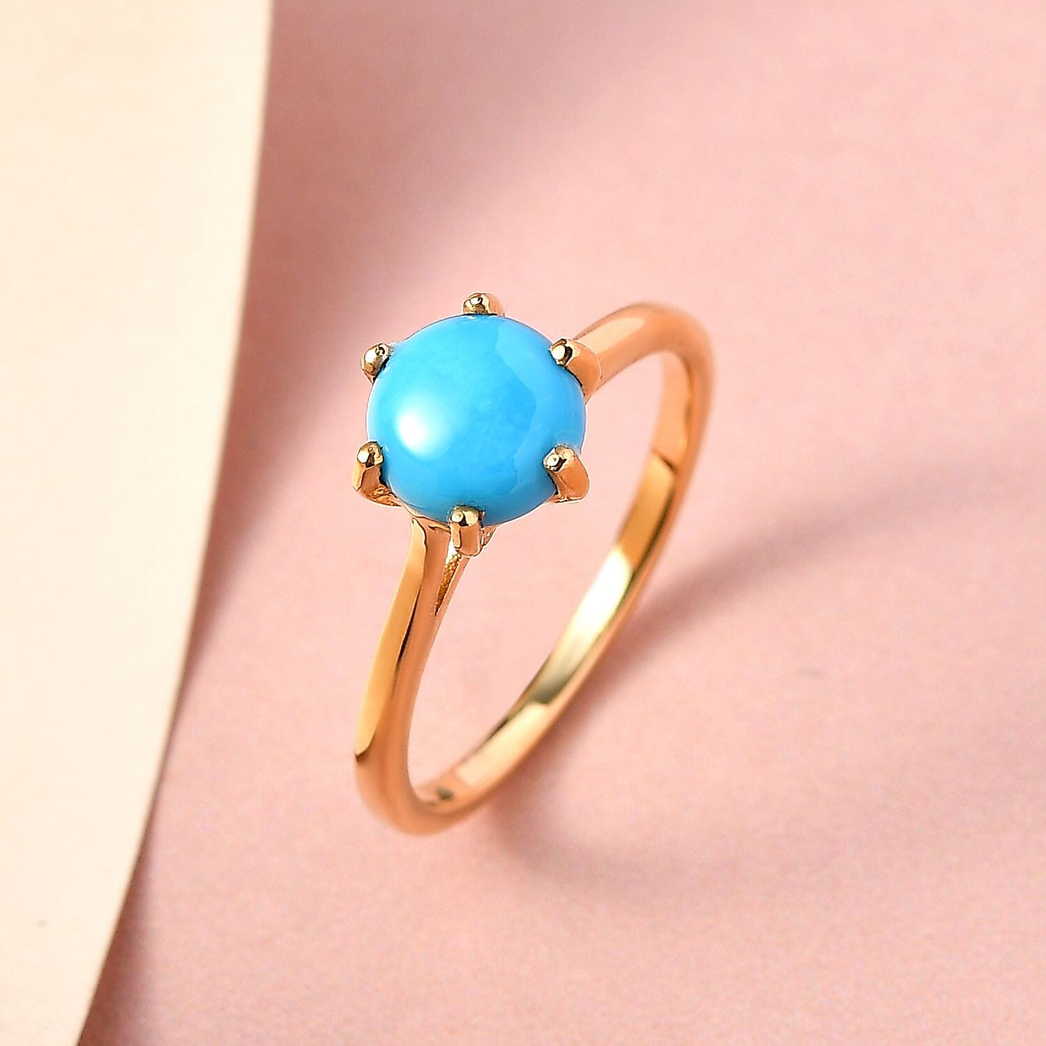 Sleeping Beauty Turquoise 1.20 ctw Ring in 14K YG Over Sterling Silver (Size 11.5)