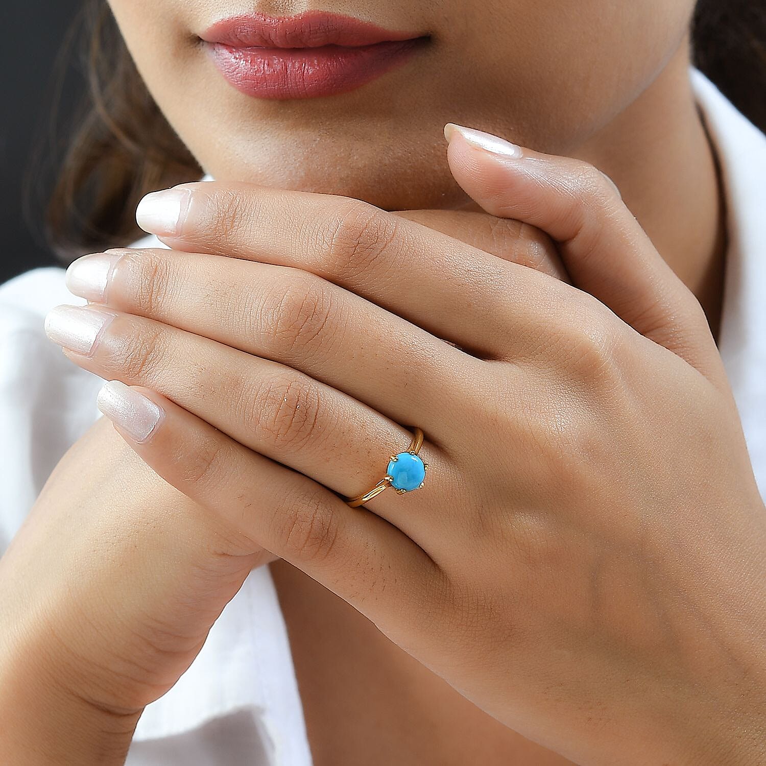 Sleeping Beauty Turquoise 1.20 ctw Ring in 14K YG Over Sterling Silver (Size 11.5)