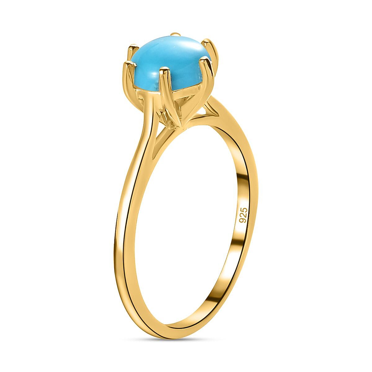 Sleeping Beauty Turquoise 1.20 ctw Ring in 14K YG Over Sterling Silver (Size 11.5)