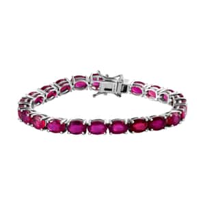 Niassa Ruby (FF) Tennis Bracelet in Platinum Over Sterling Silver (6.50 In) 24.15 ctw