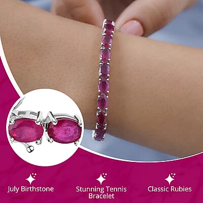 Niassa Ruby (FF) Tennis Bracelet in Platinum Over Sterling Silver (6.50 In) 24.15 ctw