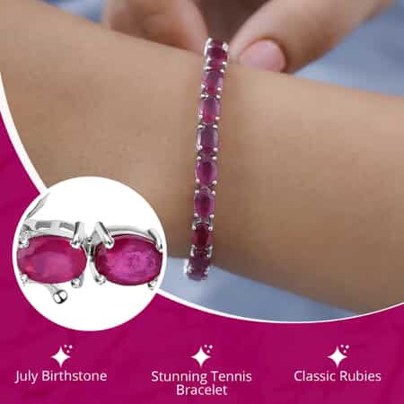 Niassa Ruby (FF) Tennis Bracelet in Platinum Over Sterling Silver (6.50 In) 24.15 ctw image number 2