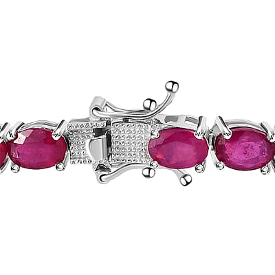 Niassa Ruby (FF) Tennis Bracelet in Platinum Over Sterling Silver (6.50 In) 24.15 ctw