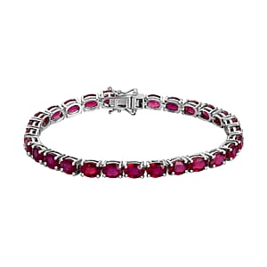 Niassa Ruby (FF) Bracelet in Platinum Over Sterling Silver, Silver Tennis Bracelet (8.00 In) 29.65 ctw