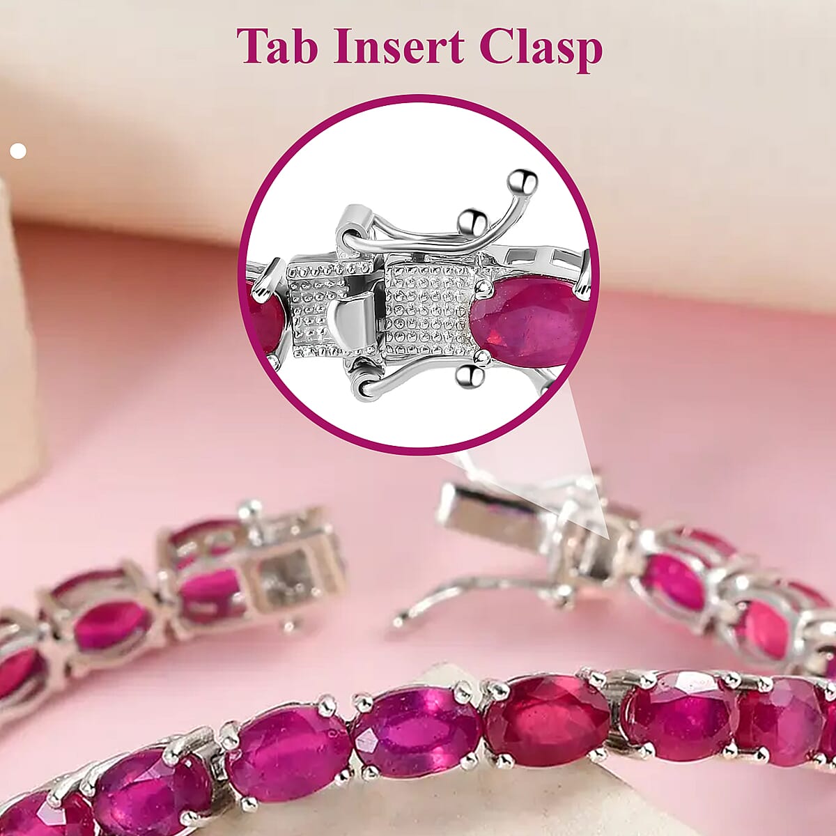 Niassa Ruby (FF) Bracelet in Platinum Over Sterling Silver, Silver Tennis Bracelet (8.00 In) 29.65 ctw image number 3