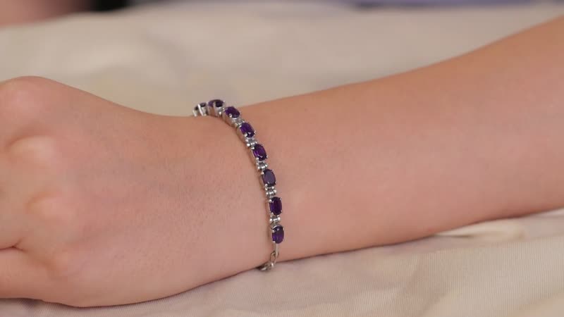 Multi Gemstone Paper Clip Chain Bracelet in Platinum Bond and Stainless Steel (6.50 In) 4.25 ctw