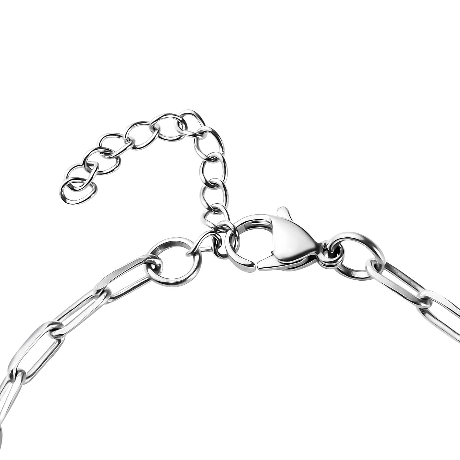 Amethyst Paper Clip Chain Bracelet in Platinum Bond and Stainless Steel (6.5-8.0In) 4.10 ctw