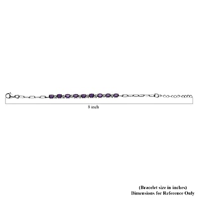 Amethyst Paper Clip Chain Bracelet in Platinum Bond and Stainless Steel (6.5-8.0In) 4.10 ctw