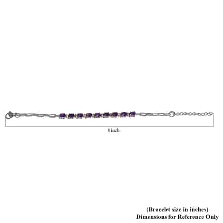 Multi Gemstone Paper Clip Chain Bracelet in Platinum Bond and Stainless Steel (6.50 In) 4.25 ctw image number 4