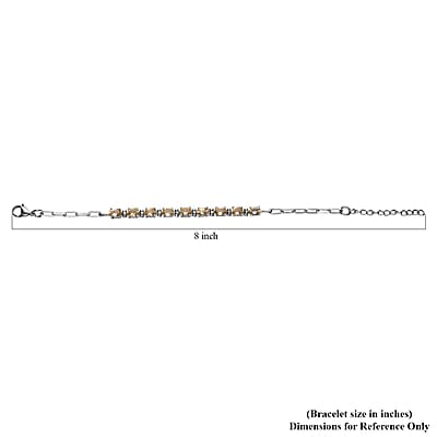 Brazilian Citrine Paper Clip Chain Bracelet in Platinum Bond and Stainless Steel (6.5-8.0In) 3.90 ctw