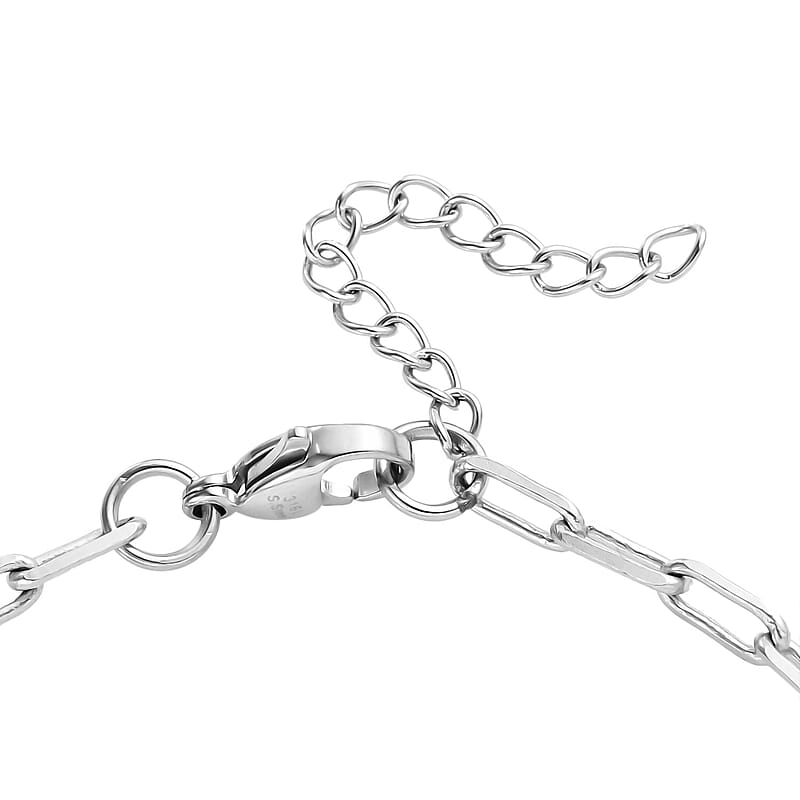Mozambique Garnet 5.25 ctw Paper Clip Chain Bracelet in Platinum Bond and Stainless Steel (6.5-8.0In)