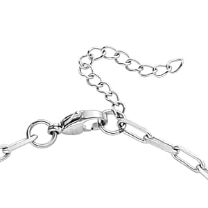 Sky Blue Topaz 5.60 ctw Paper Clip Chain Bracelet in Platinum Bond and Stainless Steel (6.5-8.0In)