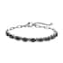 Thai Black Spinel Paper Clip Chain Bracelet in Platinum Bond and Stainless Steel (6.50 In) 5.35 ctw , Tarnish-Free, Waterproof, Sweat Proof Jewelry image number 0