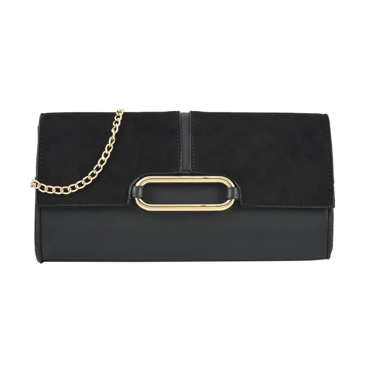 MC Black Faux Leather Clutch with Chain Strap image number 0
