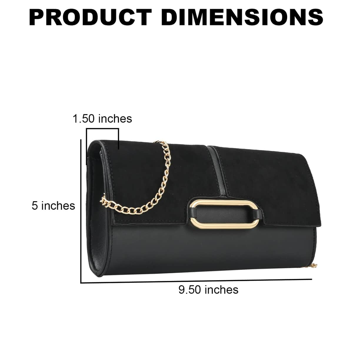 MC Black Faux Leather Clutch with Chain Strap image number 2