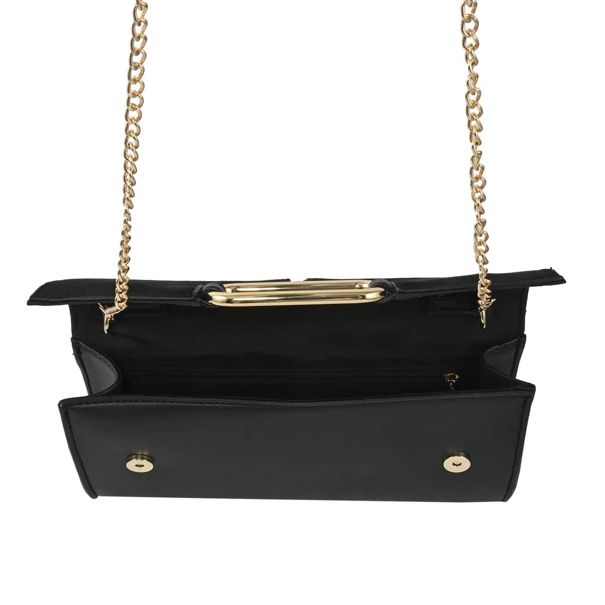 MC Black Faux Leather Clutch with Chain Strap image number 4